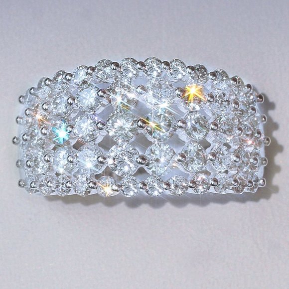 Round Gems Hollow Full Around Zircon Beautiful Eternity Rings for Women,PD145 - Picture 6 of 6